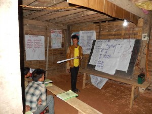 Literacy Class At Night in Laos