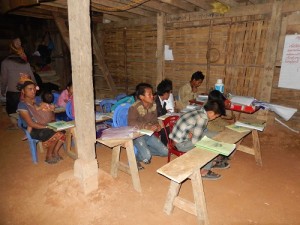 Laos Literacy Class At Night Students