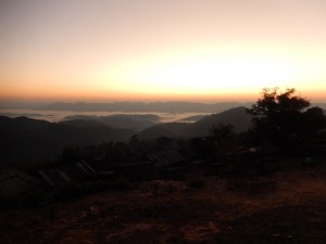 Sunrise in Laos Mountains
